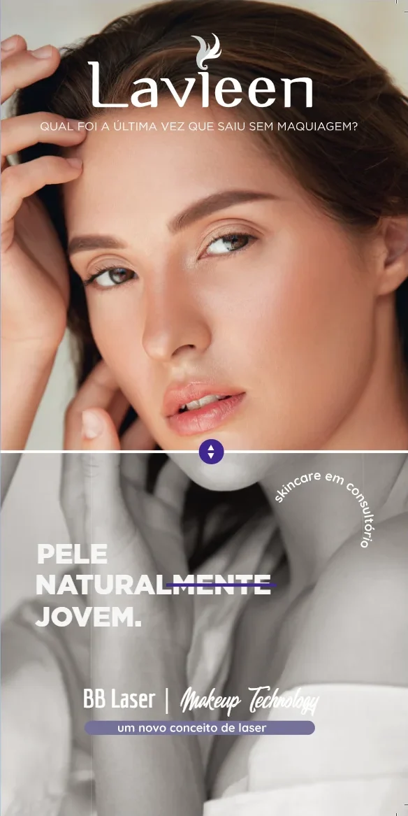 Folder do Lavieen, capa: pele naturalmente jovem