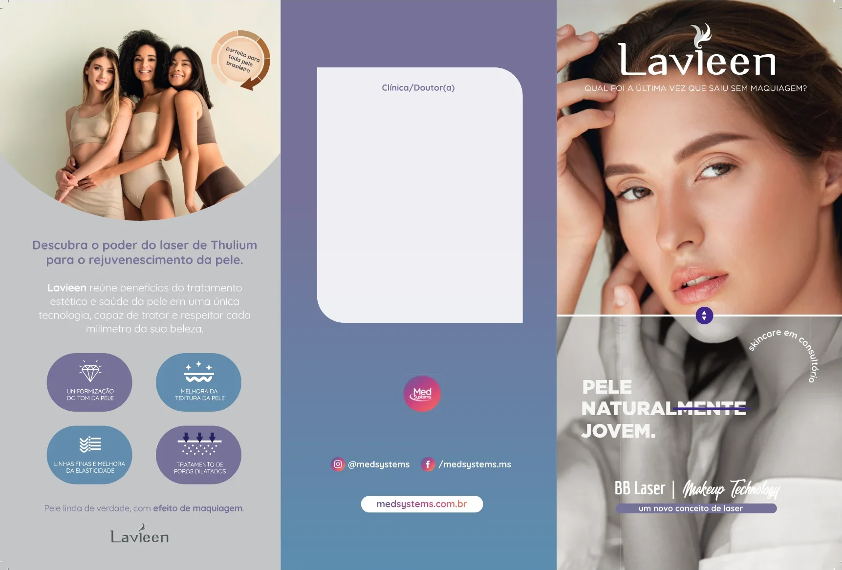 Folder do Lavieen, capa: pele naturalmente jovem, BB Laser
